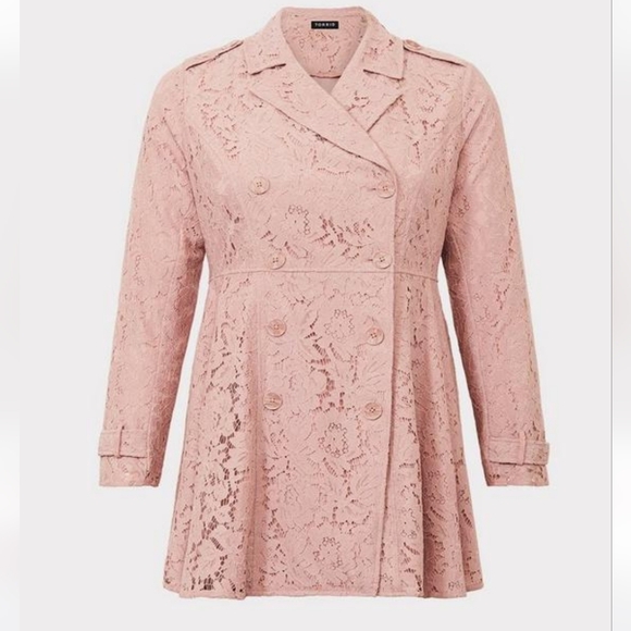 Torrid Size 3 Pink Lace Trench Coat NWT - Picture 1 of 12